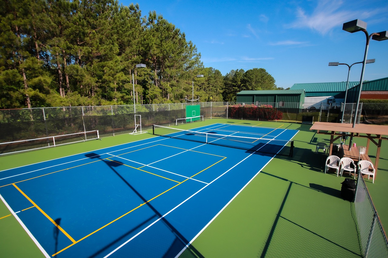 Stock photo of a pickleball court